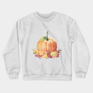 Fall pumpkin and leaves. Fresh farm pumpkin. Crewneck Sweatshirt